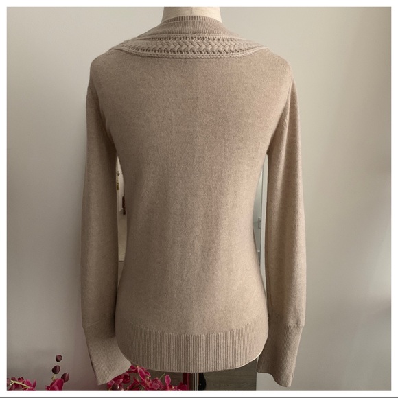 Burberry Cable Knit York Cashmere Sweater in Taupe Melange - Picture 9 of 11